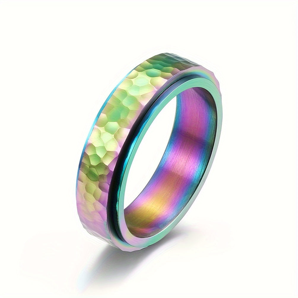 Elegant Stainless Steel Rotating Ring with Unique Zinc Alloy Pattern - Hypoallergenic, Non-Slip Rubber Grip, Perfect for Casual Attire or Special Occasions, Daily Wear Ring | Minimalist Ring | Durable Ring