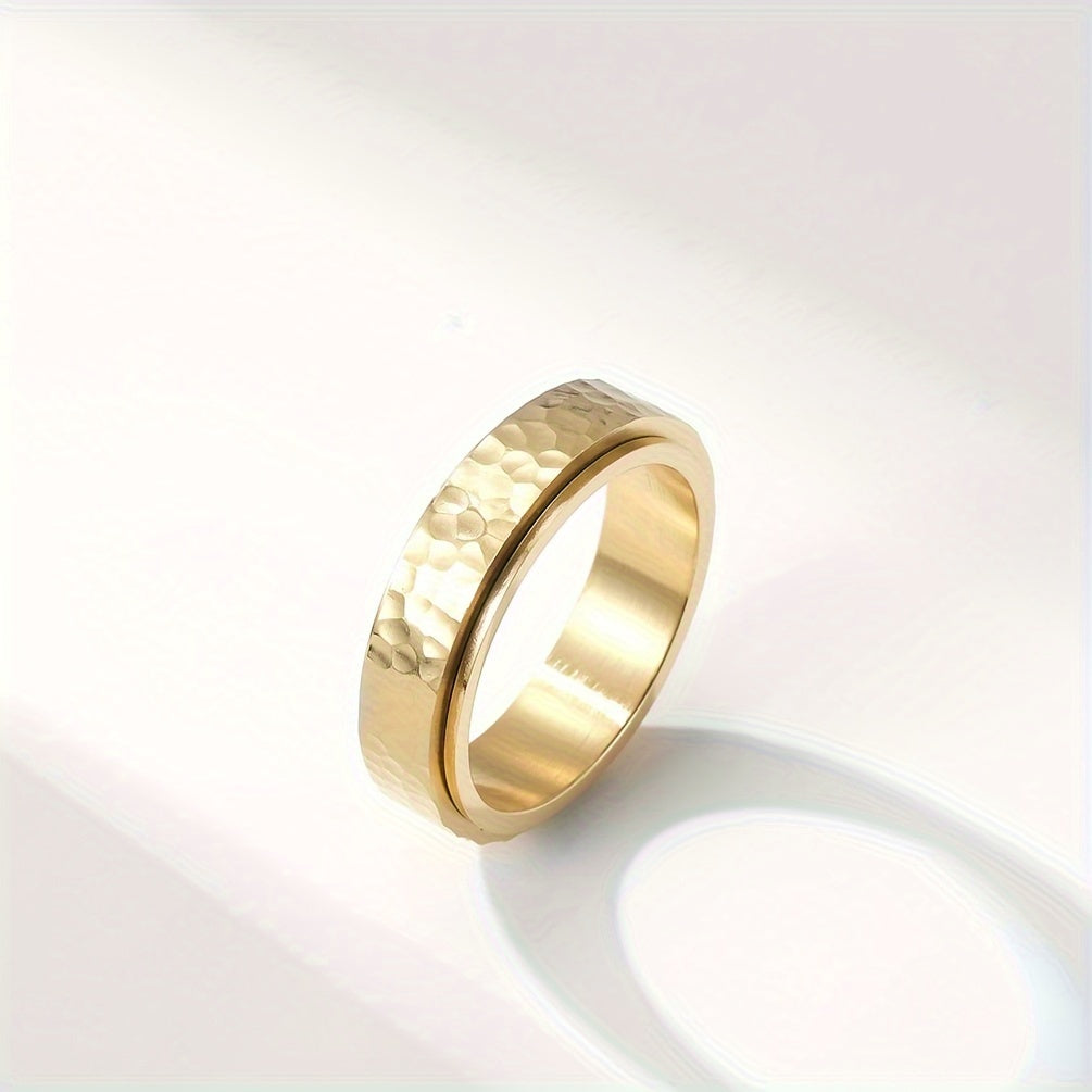 Elegant Stainless Steel Rotating Ring with Unique Zinc Alloy Pattern - Hypoallergenic, Non-Slip Rubber Grip, Perfect for Casual Attire or Special Occasions, Daily Wear Ring | Minimalist Ring | Durable Ring