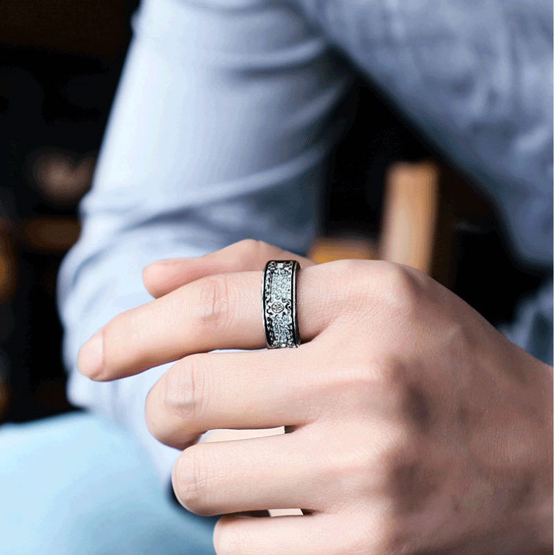 1pc 925 Silvery Gear Turnable Mechanical Retro Ring, Fall And Winter Street Fashion Men'S And Women'S Exclusive Jewelry, Suitable for Various Festivals And Occasions, Is Also The Best New Year Gift for Friends