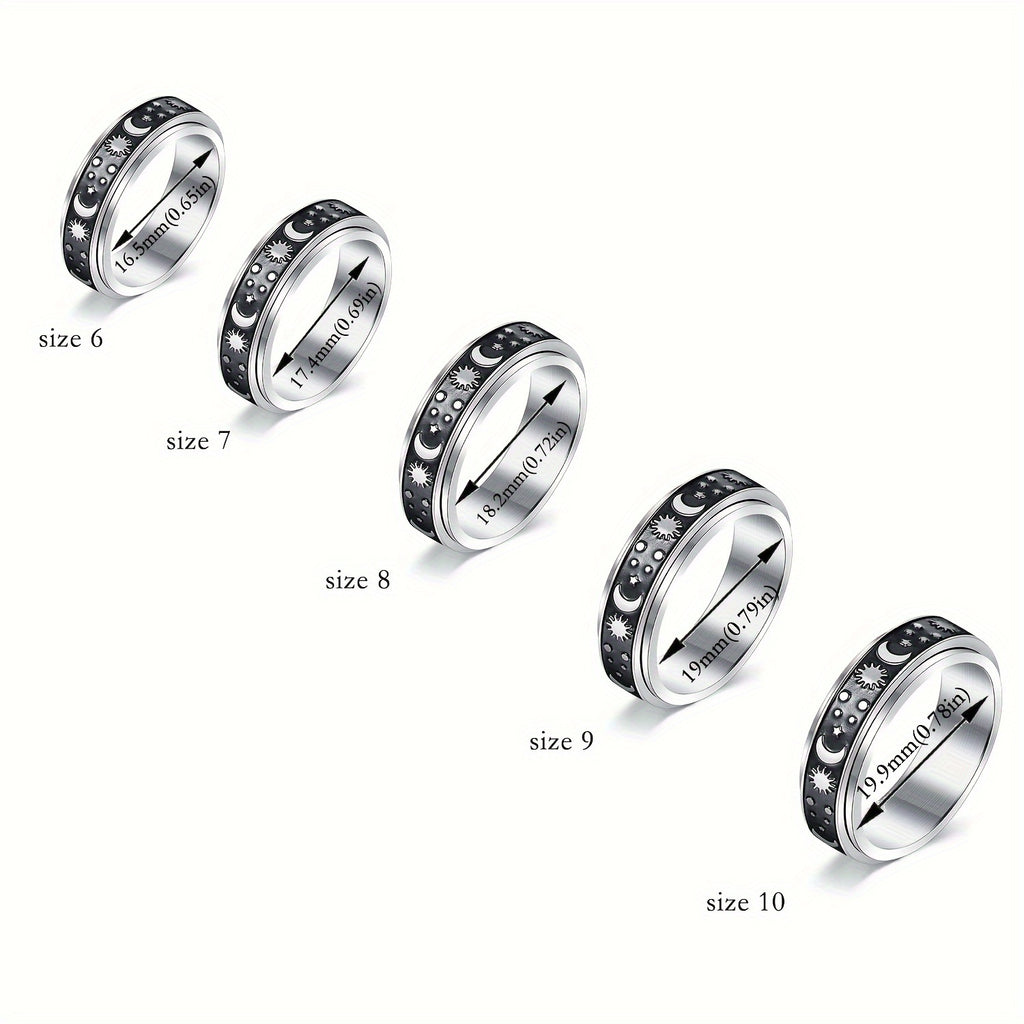 4pcs Stainless Steel Anxiety Ring for Women Fidget Anxiety Rings for Anxiety Rotatable Spinner Rings for Anxiety Stress Relieving Anxiety Rings Spinner Women Stress Roller Rings Anxiety Spinner Ring Size 6-10