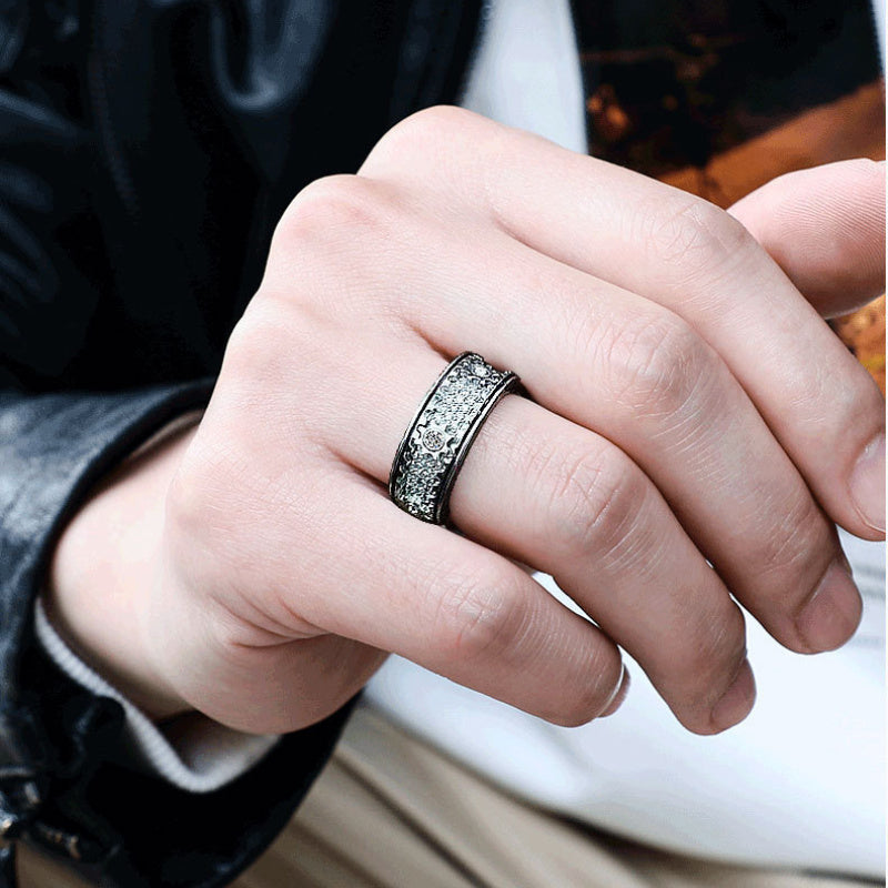 1pc 925 Silvery Gear Turnable Mechanical Retro Ring, Fall And Winter Street Fashion Men'S And Women'S Exclusive Jewelry, Suitable for Various Festivals And Occasions, Is Also The Best New Year Gift for Friends