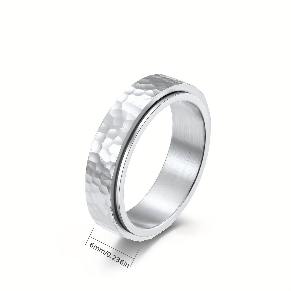 Elegant Stainless Steel Rotating Ring with Unique Zinc Alloy Pattern - Hypoallergenic, Non-Slip Rubber Grip, Perfect for Casual Attire or Special Occasions, Daily Wear Ring | Minimalist Ring | Durable Ring
