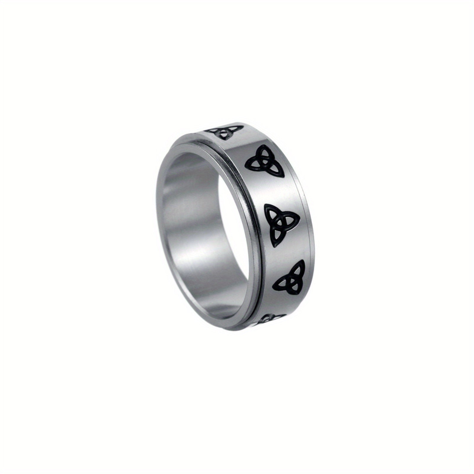 Men's New Triangle Knot Pattern Design Rotatable Stainless Steel Elegant Decompression Ring, Fidget Ring, Adjustable Ring, Minimalist Ring, Bohemian Style, Polished Finish, Highquality Metal, Decorative Ring, Fashion Ring, Jewelry Lovers, Gift for Him