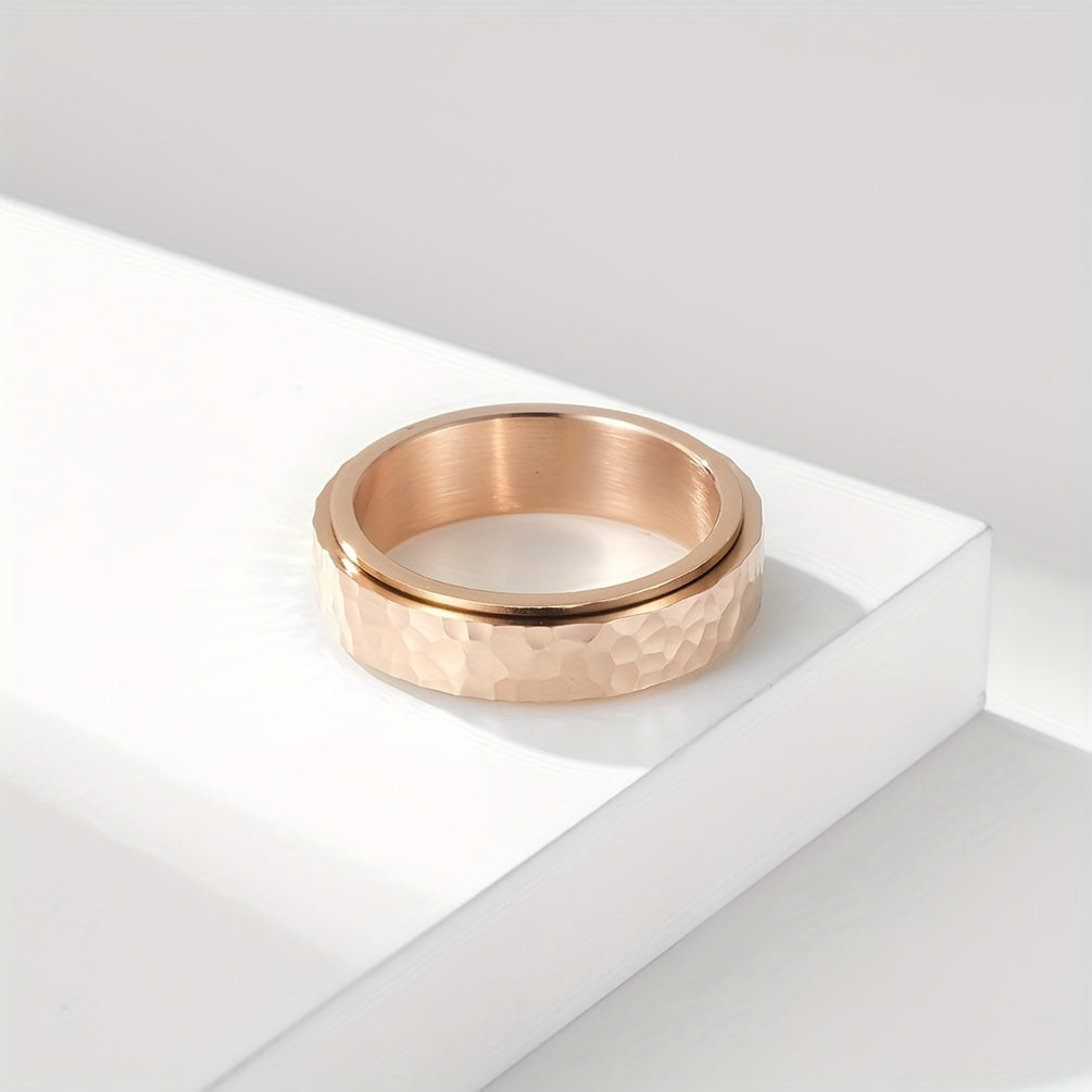 Elegant Stainless Steel Rotating Ring with Unique Zinc Alloy Pattern - Hypoallergenic, Non-Slip Rubber Grip, Perfect for Casual Attire or Special Occasions, Daily Wear Ring | Minimalist Ring | Durable Ring