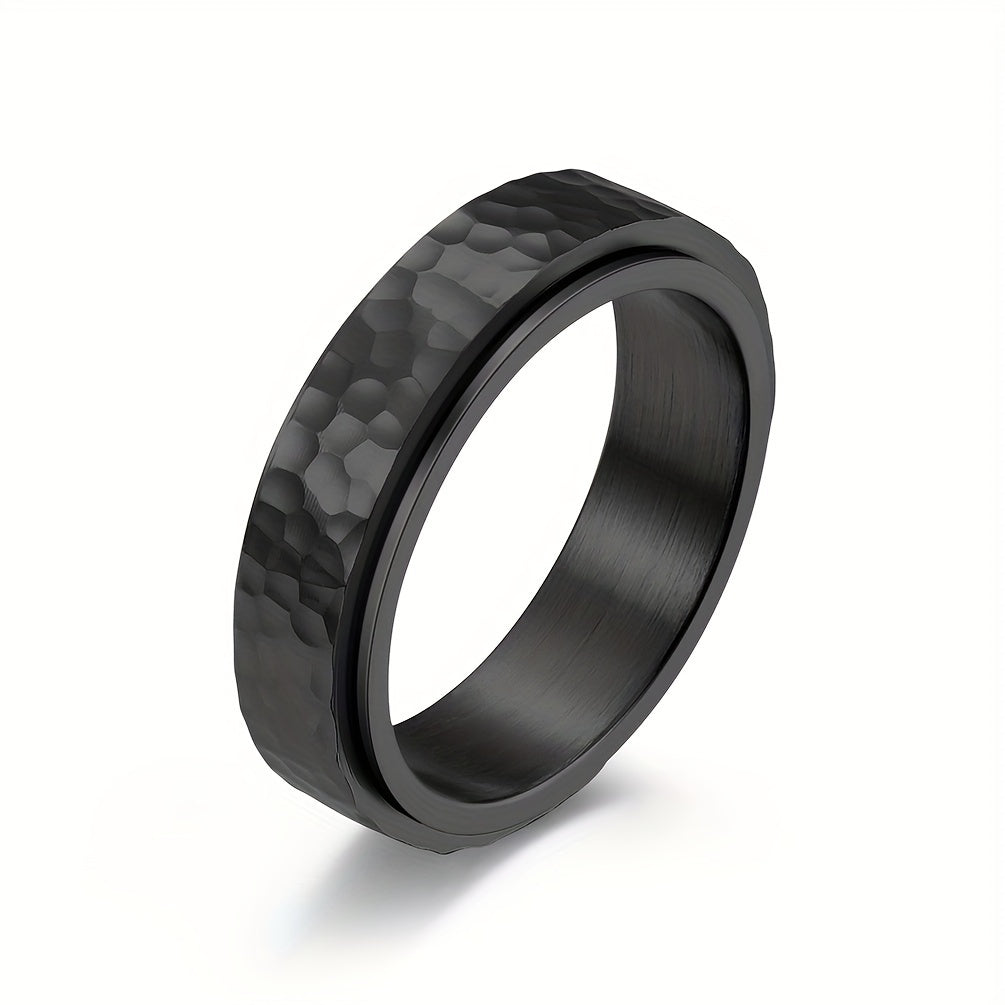Elegant Stainless Steel Rotating Ring with Unique Zinc Alloy Pattern - Hypoallergenic, Non-Slip Rubber Grip, Perfect for Casual Attire or Special Occasions, Daily Wear Ring | Minimalist Ring | Durable Ring