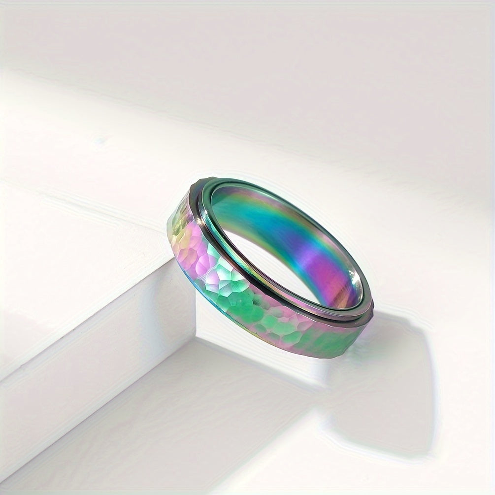 Elegant Stainless Steel Rotating Ring with Unique Zinc Alloy Pattern - Hypoallergenic, Non-Slip Rubber Grip, Perfect for Casual Attire or Special Occasions, Daily Wear Ring | Minimalist Ring | Durable Ring