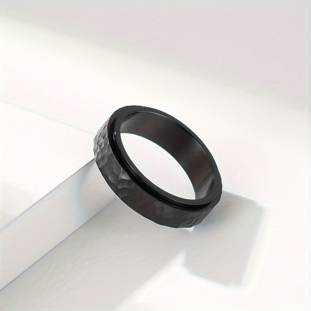 Elegant Stainless Steel Rotating Ring with Unique Zinc Alloy Pattern - Hypoallergenic, Non-Slip Rubber Grip, Perfect for Casual Attire or Special Occasions, Daily Wear Ring | Minimalist Ring | Durable Ring