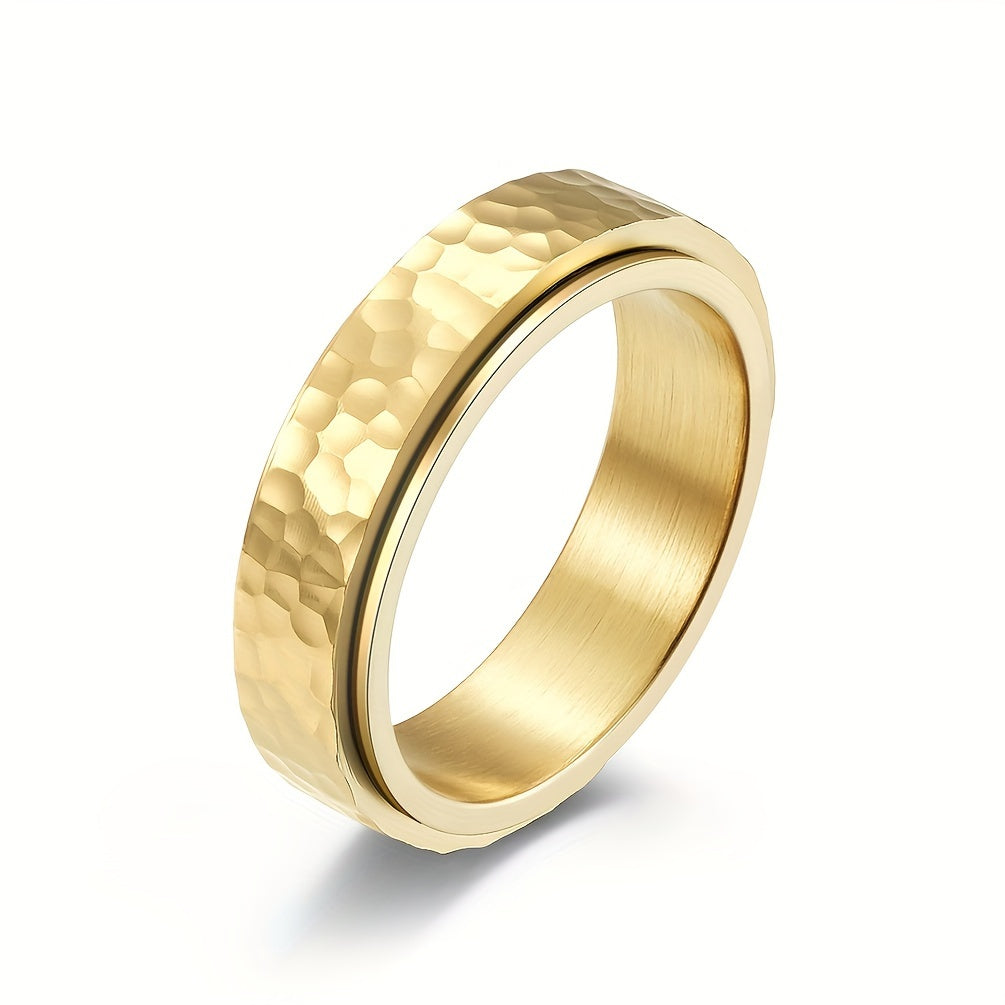 Elegant Stainless Steel Rotating Ring with Unique Zinc Alloy Pattern - Hypoallergenic, Non-Slip Rubber Grip, Perfect for Casual Attire or Special Occasions, Daily Wear Ring | Minimalist Ring | Durable Ring