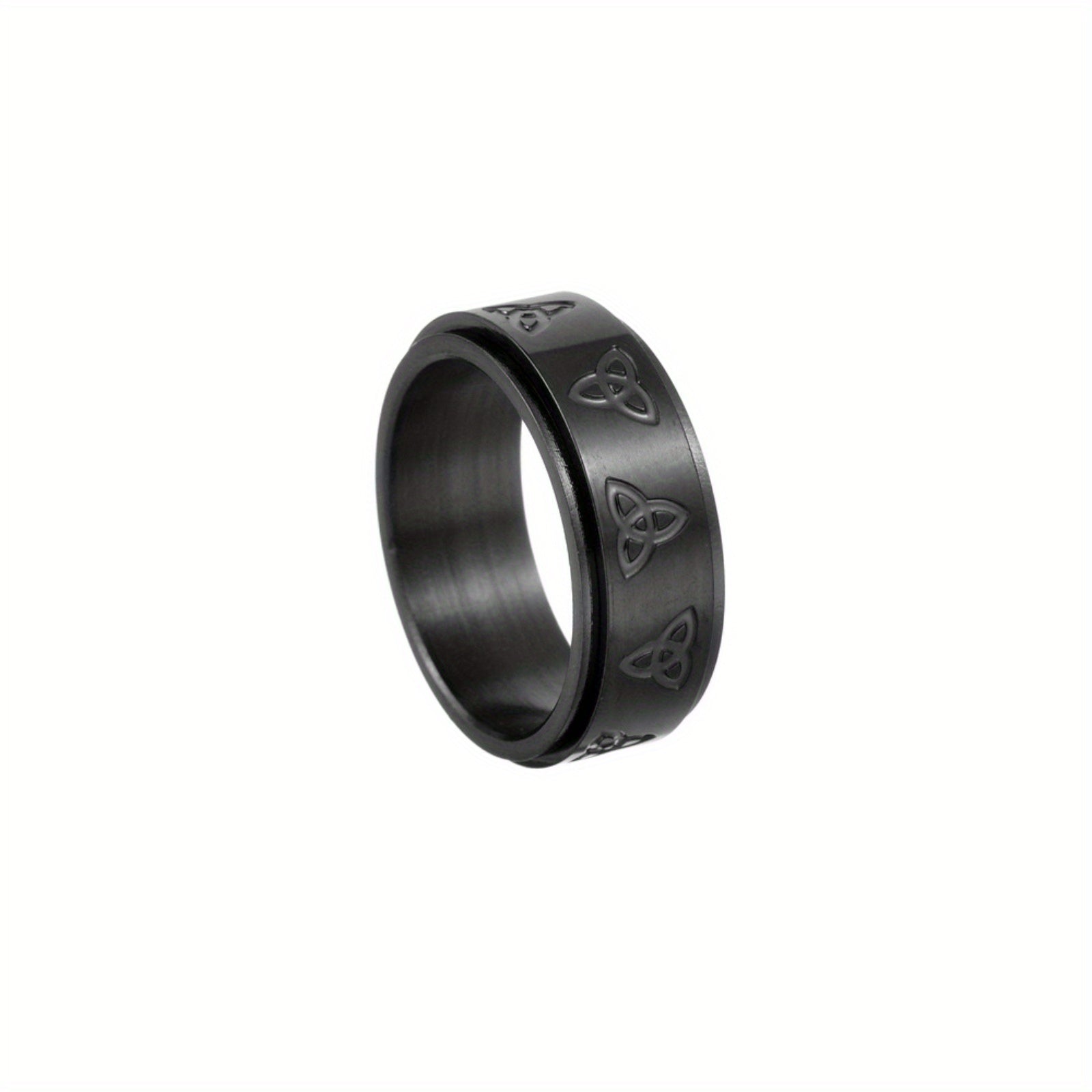 Men's New Triangle Knot Pattern Design Rotatable Stainless Steel Elegant Decompression Ring, Fidget Ring, Adjustable Ring, Minimalist Ring, Bohemian Style, Polished Finish, Highquality Metal, Decorative Ring, Fashion Ring, Jewelry Lovers, Gift for Him